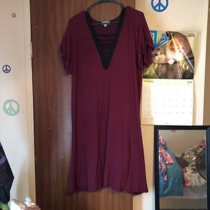 A maroon dress